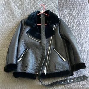 H&M Black Bomber Jacket with Silver Accents